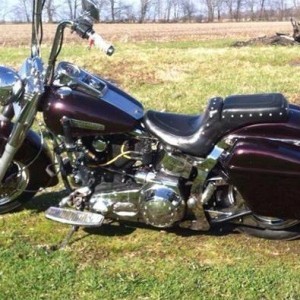 Great stuff!! 1988 softail, 3 coats black base, 3 coats of your ghost red pearl, and 4 coats clear.