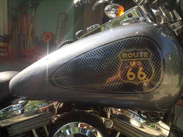 Route 66 Harley with Pearls, lots of them, combined to create a truly awesome custom paint.