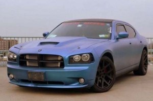 Queenz Dipped Charger in Chameleon Pearls Blue to Purple. Matte Finish Custom Paint job.