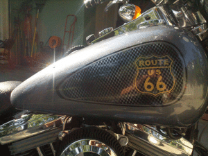 Route 66 Harley. This Bike Painted with a variety of our products, including Ghost pearls, flakes, and candy pearls.