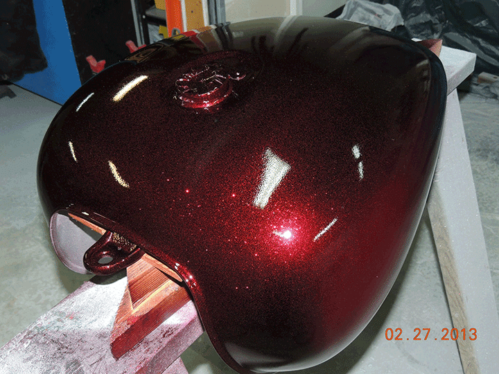 Fire Red Metal Flake Paint With Pearl - How To Paint Metal Flake On Motorcycle