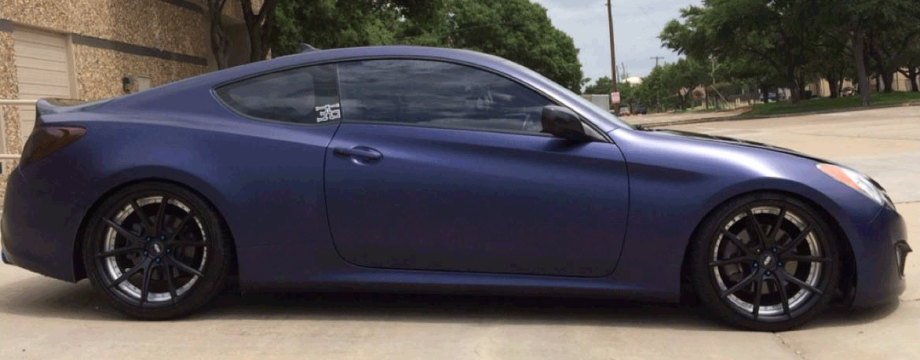 Midnight Blue Customer's car from the side view painted with flat paint.