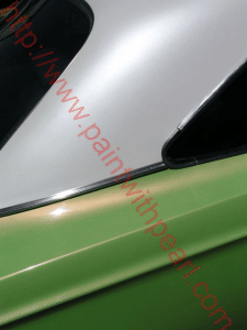 Orange Satin Ghost Pearl on Green Base
