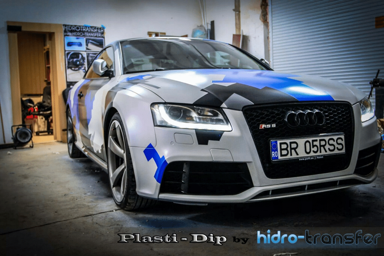 Audi Dipped in Hydro Transfer using Blue Ghost, Violet Ghost, Electric Blue, Black gunmetal. All this using dip or other coatings Pearls from Paint with Pearl.