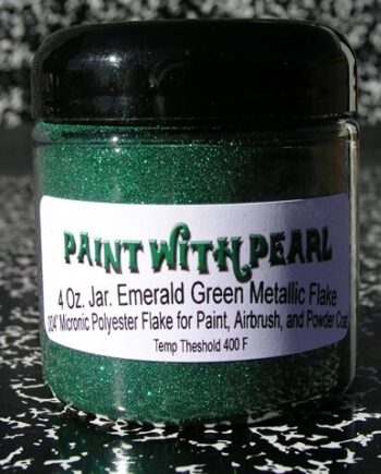 Emerald Green Metal Flake works great in all solvent based paints, epoxies, and even powder-coats.
