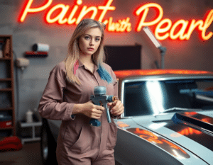 Meet Pearl, the custom paint girl. She's an ai mascot.