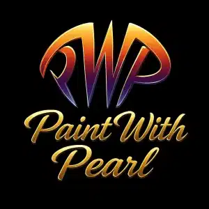 Paint With Pearl Logo, black background.