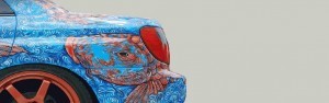 Side View of a custom airbrushed Subaru by Cindy Raschke.