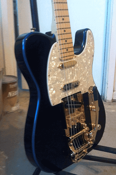 Violet Blue Fender Telecaster painted with our Violet Blue Ghost Pearl