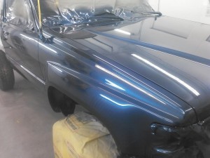 Blue Crystal Pearl on Truck from a few feet away. Prepping your existing paint is important when you are learning how to custom paint.