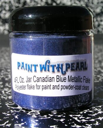 Canadian Blue Flake looks great over many dark base-coats, but we recommend black or blue base.