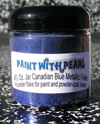 Canadian Blue Flake looks great over many dark base-coats, but we recommend black or blue base.