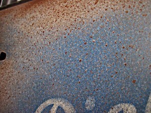 Close up of the detailed work to make this Rust Bucket Mini Cooper. Brilliant.