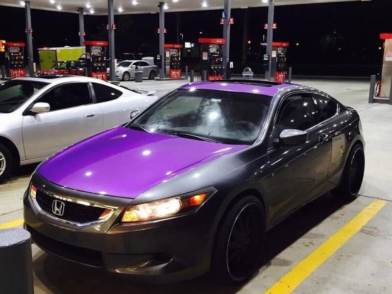 Purple Candy Metallic Pigment on car hood.