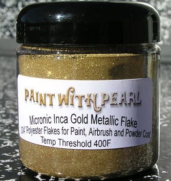 Inca Gold Metal Flake works great in all solvent based paints, epoxies, and even powder-coats.