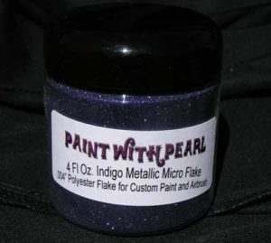Indigo Metal Flake works great in all solvent based paints, epoxies, and even powder-coats.