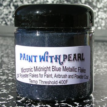 Our Midnight Blue Metal Flake works great in all solvent based paints, epoxies, and even powder-coats.