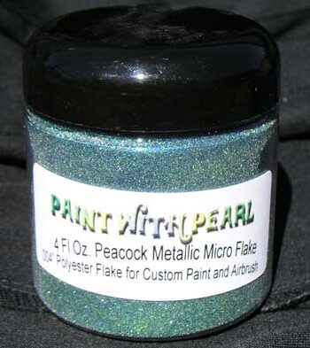 Peacock Flake combines blue and gold flakes to make a mysterious green hue.