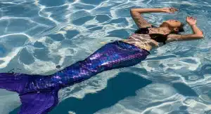 Silicone Mermaid tail on professional mermaid cosplayers.