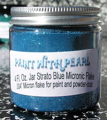 Strato Blue flake in 4 oz. Jar. One jar can color a whole car when painted over black.